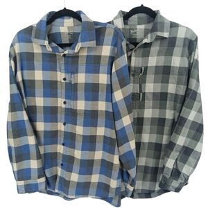 Woolrich Bundle Men's Flannel Shirt Plaid Button Down Zip Pocket Outdoor Size L